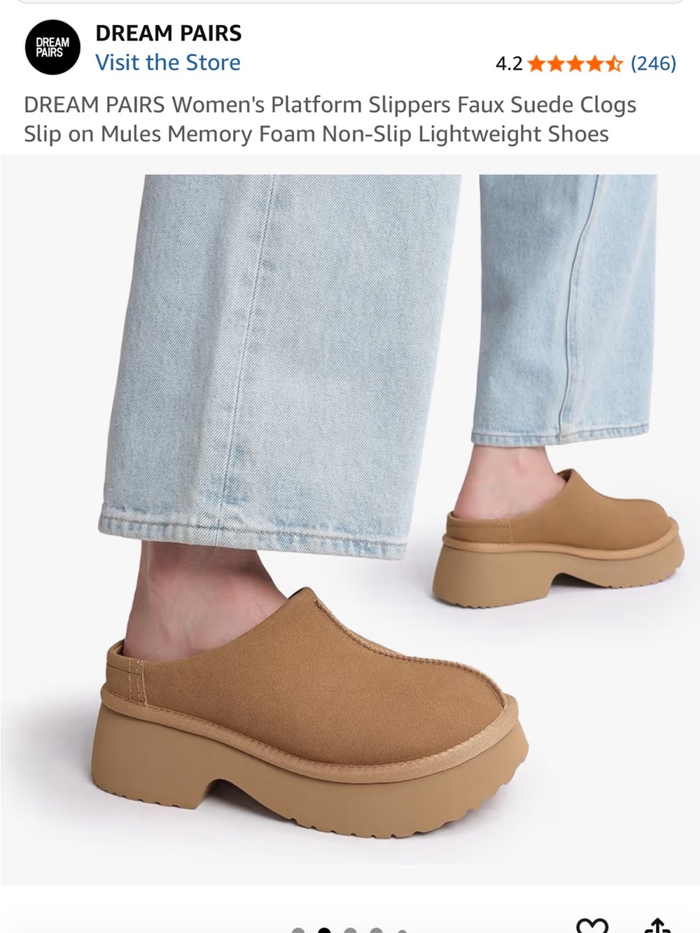 Slip-On Platform Loafers/Mules - Tan - Picture 5 of 6